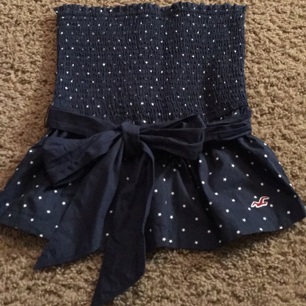 Hollister strapless ladies navy star print top szM